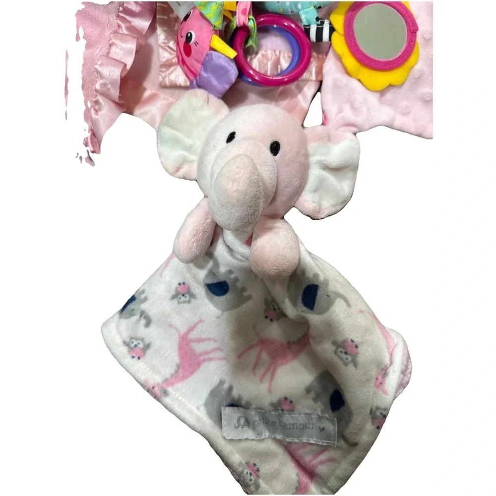 Baby Lovey Lot Blanket Rattle First Snuggie Bunnies Bears Elephant Monkey Pinks